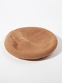 Breathable linen knit beret hat for women in classic brown color finish - Adjustable / Camel