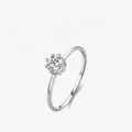 S925 sterling silver minimalist ring with round brilliant cut six-prong solitaire zircon - US Size 5 / Single Stone Six Prong Style (RHR1157)