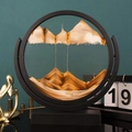 Golden and brown circular quicksand art decor with a black frame on desk - 12 Inch Rotate Yellow