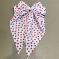 Lazo para el pelo blanco con estampado de fresas y cintas largas para mujer - Estampado de Fresa