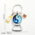 Retro Bagua bottle opener keychain with beer charms measuring 8cm length and 28g weight - Taiji Bagua (Style 5)