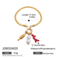 Goldenes Edelstahlarmband mit Fisch- Perlen- und Korallenanhängern auf weißem Grund - Fisch Koralle Perle Schlangenkette Armband (JDB0204020)