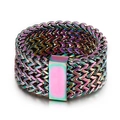 Pulsera de acero inoxidable arcoíris con cierre rectangular para hombre a la moda - US 8 / Colorido