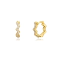 Elegant gold plated S925 silver wave hoop earrings with micro paved cubic zirconia stones - Wavy Hoop Earrings / Gold