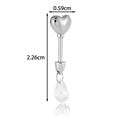 Titanium steel butterfly cartilage stud earring with heart and drop crystal dangle - Heart with Teardrop Pendant Style (AMY2-6#银)