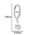 Titanium cartilage hoop earring with zircon sunburst pendant measuring 8mm in diameter - Eight-Pointed Star Pendant Style (T2547-8# Silver)