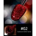 Sparkling #02 dark red glitter gel nail polish with intense diamond shimmer effect - 8ml / Colorful Deep Red