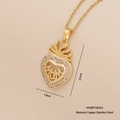 Golden heart MOM pendant necklace with crown design and sparkling zircons for women - MOM Crown Heart Style (2#)