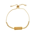 Adjustable 18k gold plated box chain bracelet featuring a colorful glitter bar pendant - Gold