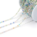 Macaron color faceted crystal bead chain on 3mm stainless steel for DIY jewelry making - 3mm Mixed Color Crystal Gold Chain Style 08