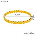 Detailed view of 18K gold plated wide cuff bracelet showing size and weight measurement - Inner Diameter 6.0cm Width 0.6cm / Gold (Disc Texture)