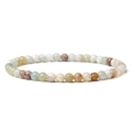 Handmade 4mm natural stone beaded bracelet with multi-color earthy tones and elastic cord - Multicolor Amazonite