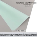 Two-tone waterproof matte floral wrapping paper in grey and mint green, 56x56cm - Fairy Grey + Mint Green