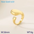 Anello aperto fluido placcato oro 18K, larghezza 16mm in stile geometrico lucido - US 6 / Oro