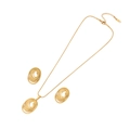 Irregular spiral pendant necklace and earrings set in polished golden finish - Spiral Wire Wrap Style (5#)