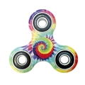Three-arm fidget spinner featuring a colorful rainbow tie-dye pattern on white background - Rainbow Tie-Dye 4-Bearing Model