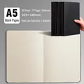A5 blank notebook with black card cover and sewn binding for 180-degree flat opening - Blank / Black / A5 (203x140mm)