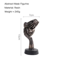 Scultura maschera astratta in resina bronzo con supporto a mano, arredo minimalista - Viso con Due Mani - Uomo Mascherato / Nero Invecchiato