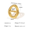 Irregulärer hohler ovaler Ring aus 18K vergoldetem Edelstahl mit genauen Maßen - Unregelmäßiger Kreis Ring