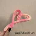 Pink gradient heart-shaped shark hair clip, large 12cm resin hair claw for thick hair - Gradient Heart Pink-12cm