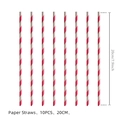 Set of 10 red and white striped paper straws for Spider-Girl birthday party supplies - Straws 10pcs