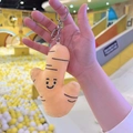 Cute anthropomorphic ginger plush keychain with metal hook and smiling face - Ginger + Silver Buckle