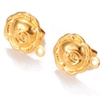 Golden rose-shaped stainless steel earring charms with connecting rings for DIY jewelry - 04 Gold (Camellia)