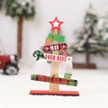 Wooden Christmas tree desk ornament with hand-painted festive icons and merry message - Style B (MAY YOUR DAYS Be merry AND BRIGHT!)