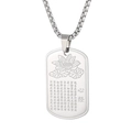 Collana con pendente rettangolare in acciaio argento con incisione loto e sutra del cuore - Targhetta Rettangolare Incisa Sutra del Cuore e Loto (KP97920-Z) / Pendente con Catena a Sfere