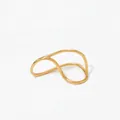 Irregular streamlined double finger ring in polished gold finish stainless steel - Irregular Wave Style (KD753) / Gold