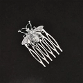 Silver vintage bee shape alloy hair comb hair accessory on a plain black background - H16 Bright Silver