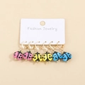 Ladybug charm hoop earrings set in pink, yellow, and blue enamel with gold finish - 3 Pairs Ladybug Set