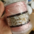 Pink jade cord for DIY jewelry braiding on a roll with decorative gold floral band - 1.0MM A-Line Large Roll / Pink