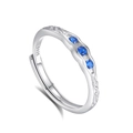Adjustable S925 sterling silver ring featuring lava texture and three blue zircons - Fdjz-483-women's Model / Adjustable Open