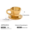 Gouden roestvrijstalen mini koffiekopje hanger, waterdicht en hypoallergeen sieraad - Koffiekopje(JDP0212011)