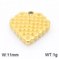 Golden heart pendant with honeycomb texture, 11mm width and 1g weight, stainless steel charm - Textured Gold Heart Pendant (KLJ8699-Z)