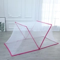 Zanzariera pieghevole per neonati in bianco con bordo rosa per letto infantile - Rosa Piegato