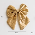 Golden sequin Christmas bow decoration, 22cm large sparkling glitter DIY ornament - Medium Gold