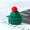 Mini green knitted Christmas hat with red pompom for dolls and holiday crafts - Green Christmas Hat 5 Pcs