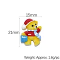 Christmas bear resin charm with red hat and blue gift box, 21x15mm miniature figurine - Yellow Bear