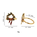 Christmas wreath napkin ring with red and green enamel on gold finish, 4.2cm size - Christmas Wreath