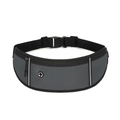 Waterproof running waist bag in dark grey with reflective strip and headphone hole - Gray