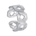 Adjustable silver woven geometric ring in polished stainless steel for women - Adjustable Open / Silver