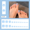 Set di 24 unghie finte per piedi blu perlato in varie misure per un look estivo chic - Blu Chiaro Fresco (Stile Colla)