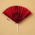Mini 10cm red paper folding fan decoration with black Chinese calligraphy art - Pack Of 10 Large Red Lanting Preface Fans (semi-finished Product)