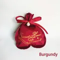 Elegant wine red velvet heart-shaped gift bag with pearl and Sweet Heart Forever print - Wine Red With Pearl