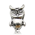 Antique silver owl charm bead for DIY charm bracelets with metallic finish - 1pc Owl Large Hole Bead