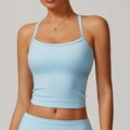 Light blue high-elastic sports yoga vest and legging set for professional fitness wear - S / Sky Blue