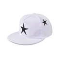 Cappellino da baseball bianco a tesa piatta con stelle ricamate nere e corona a 5 pannelli - Bianco (Stella Nera)