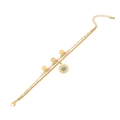 Double-layer gold beaded bracelet with star pendant, pink and green crystal beads - Sun Turquoise Layered Bracelet
